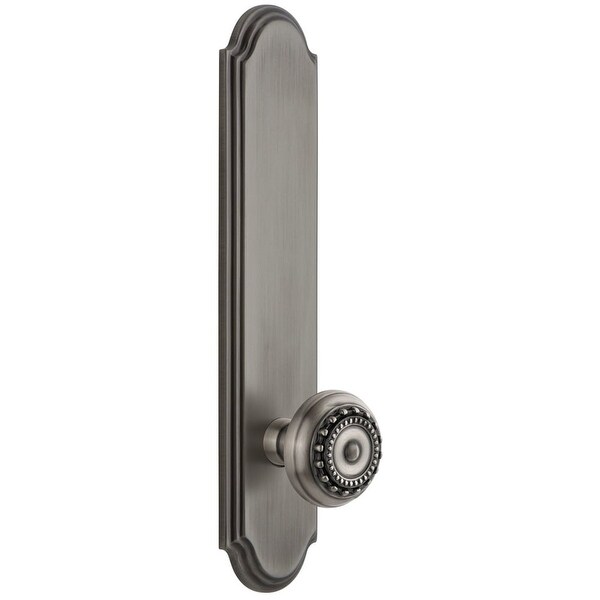 Grandeur ARCPAR_TP_PRV_234_RH Arc Solid Brass Tall Plate Rose Right Handed Privacy Door Knob Set with Parthenon Knob and 2-3/4"