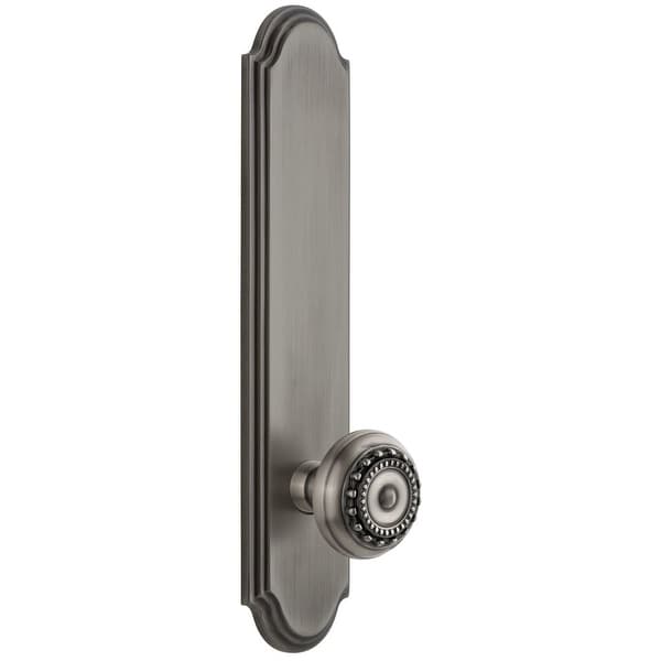 Grandeur ARCPAR_TP_PRV_238_RH Arc Solid Brass Tall Plate Rose Right Handed Privacy Door Knob Set with Parthenon Knob and 2-3/8"