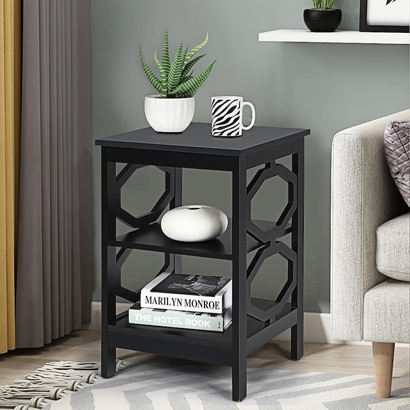 Costway 3-tier Nightstand Sofa Side End Accent Table Storage Display