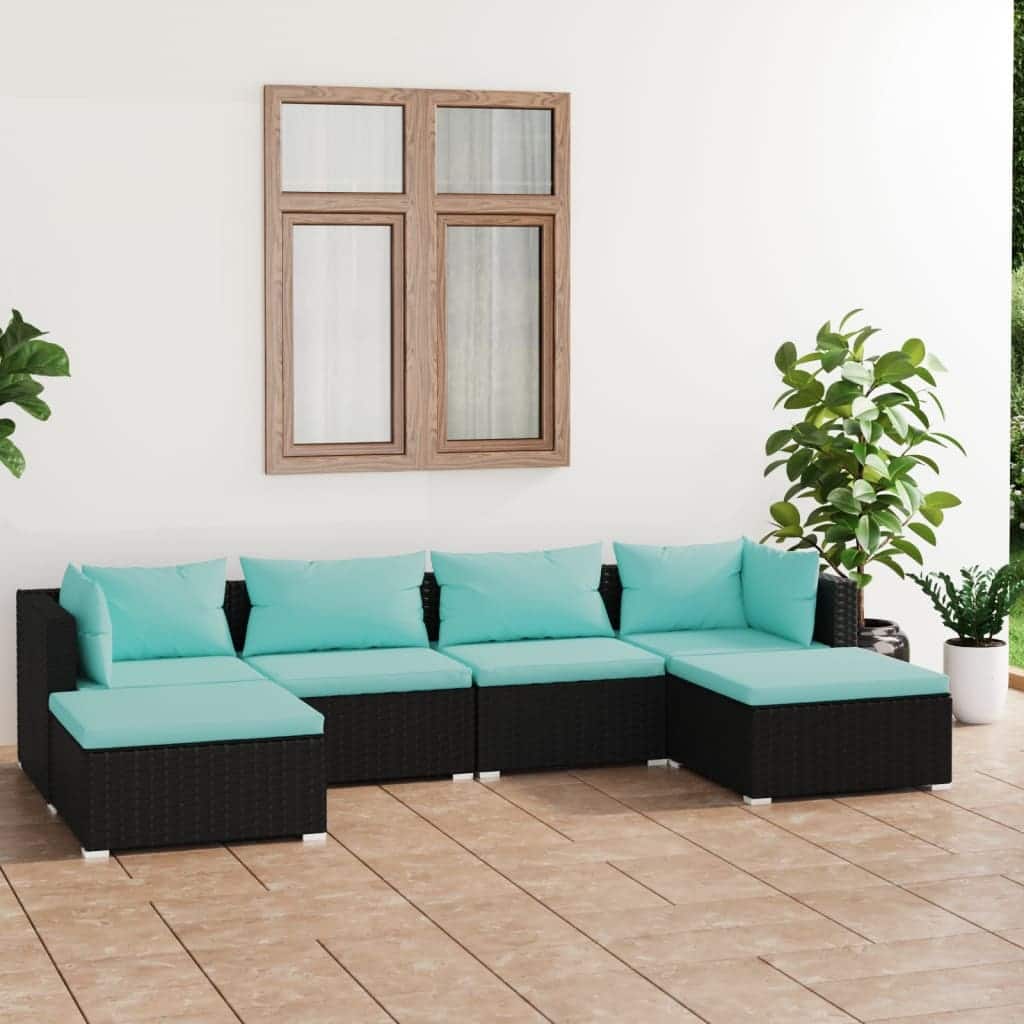 vidaXL Patio Lounge Set Outdoor Sectional Sofa Set Table Garden Poly Rattan - 27.6" x 27.6" x 23.8"