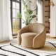 preview thumbnail 3 of 70, 35" Wide Velvet/ Boucle Swivel Barrel Accent Chair Light Brown-Boucle