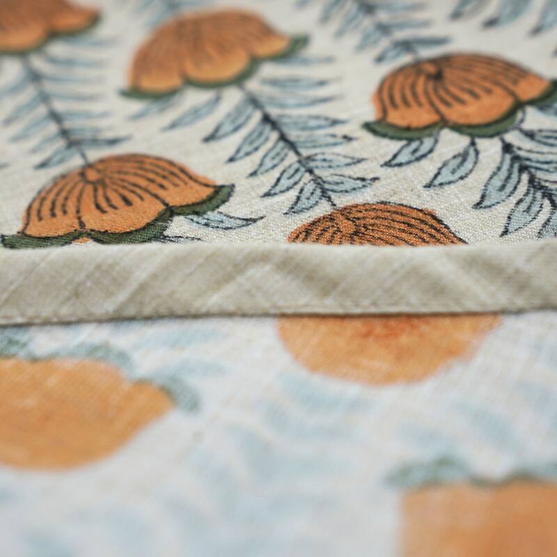 Fabdivine Block Print Linen Blend Home Decor Christmas Tree Skrit