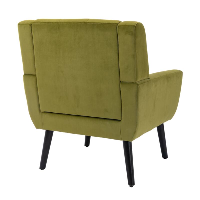 Green Stylish Upholstered Seating Armchair with Tapered Metal Legs, Single Sofa Chair Accent Chair with Flared Armrests