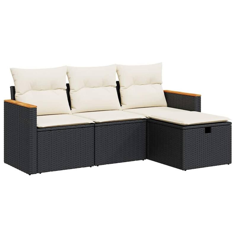 vidaXL Patio Sofa Set with Cushions Outdoor Furniture 4 Piece Poly Rattan