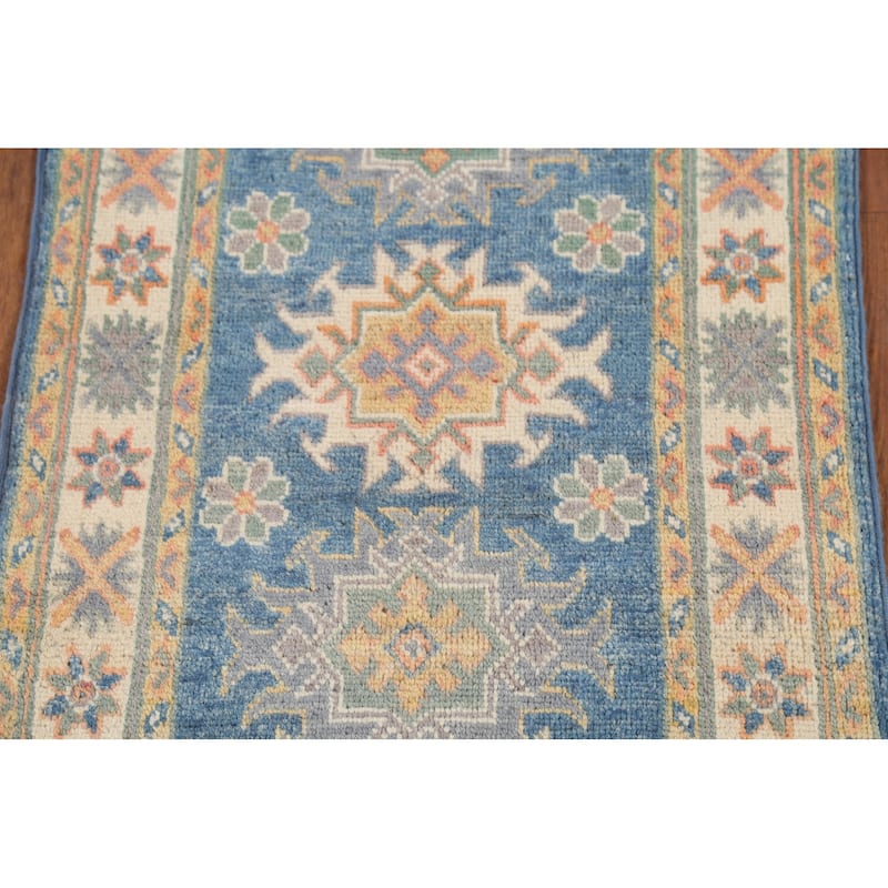 Blue Kazak Oriental Accent Rug Handmade Traditional Wool Carpet - 2'1"x 2'10"