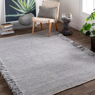 Surya Liam Outdoor Safe Modern Solid Fringe Area Rug