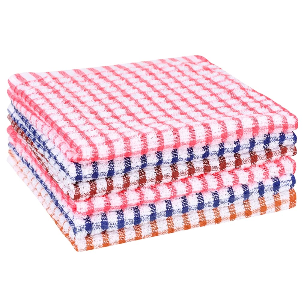 Checked Kitchen Tea Towels, Cotton Washable Dish Cloth, 11" x 16"