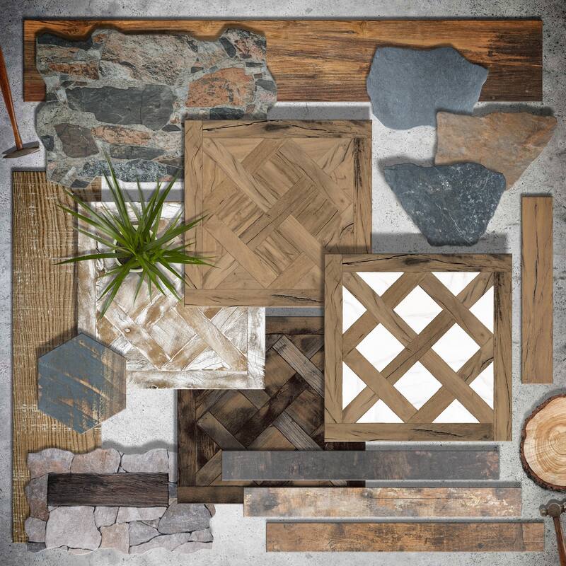 Merola Tile Kings Forest Lattice Natural 17-5/8" x 17-5/8" Ceramic Floor and Wall Tile