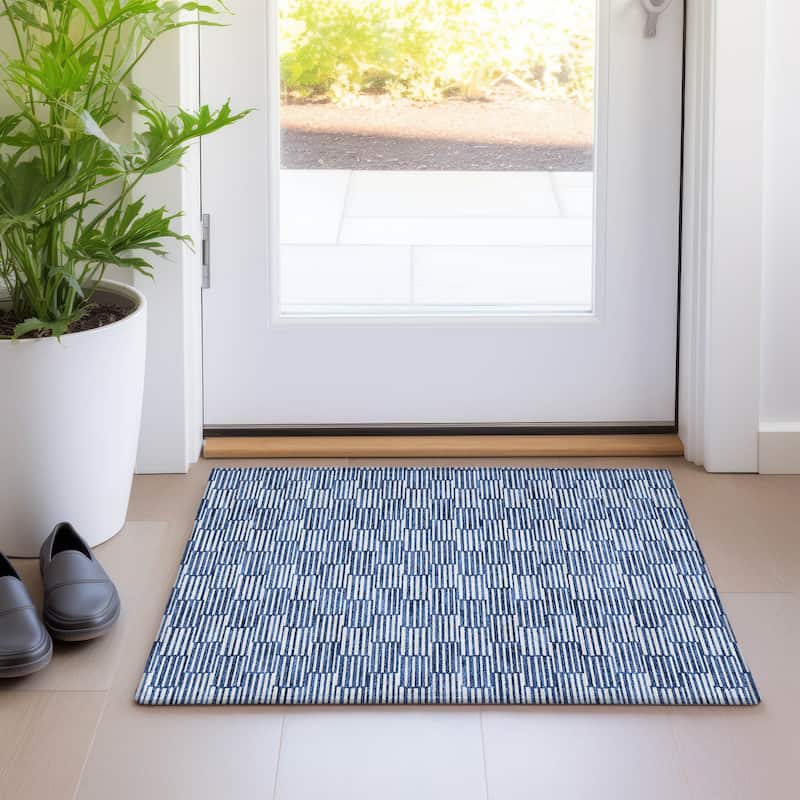 Premium Washable Super Soft Mid Century Modern Mayfield Rug - Navy - 1'8" x 2'6"