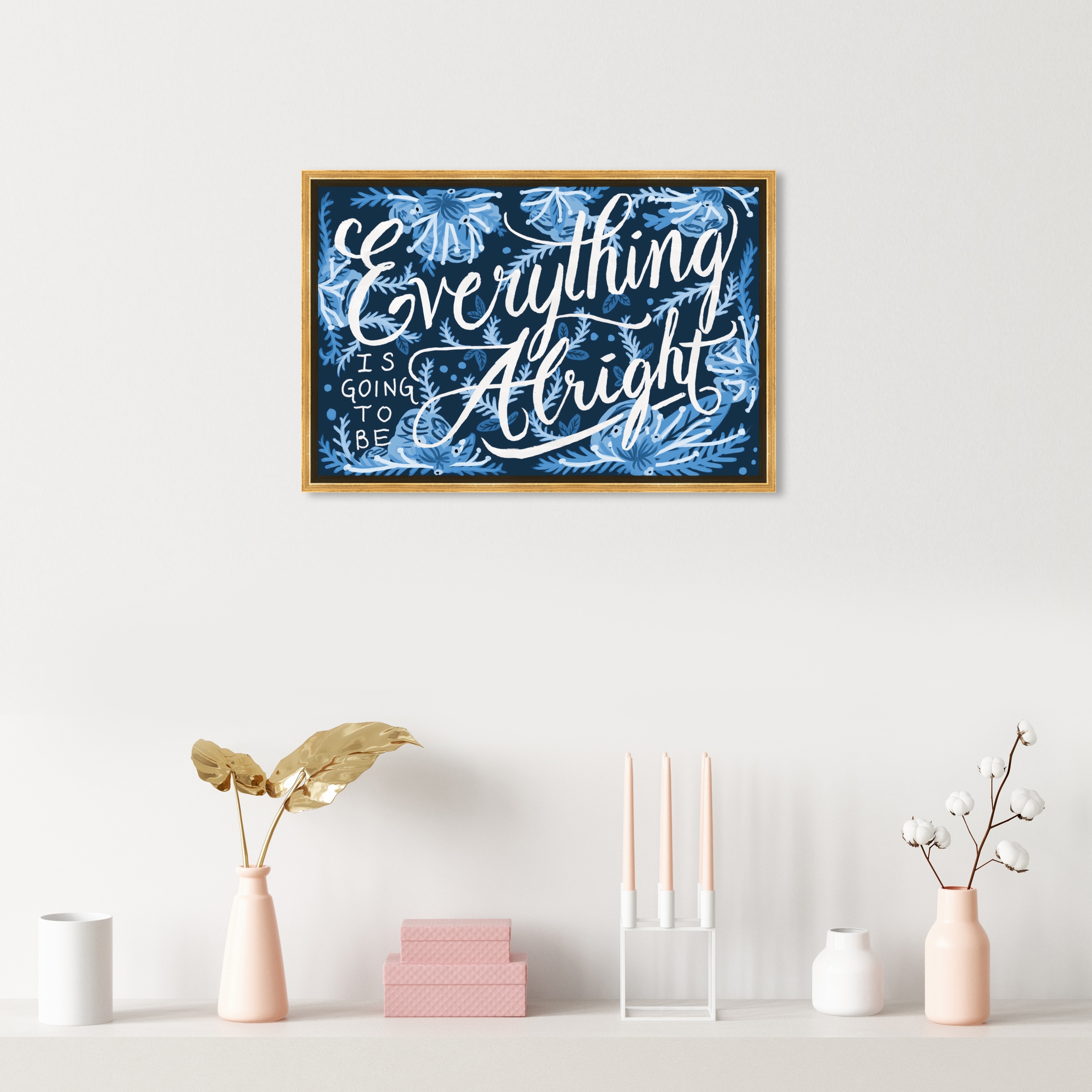 Oliver Gal 'Alright Blue' Typography and Quotes Wall Art Framed Canvas  Print Inspirational Quotes and Sayings Blue, White Bed Bath  Beyond  32480499