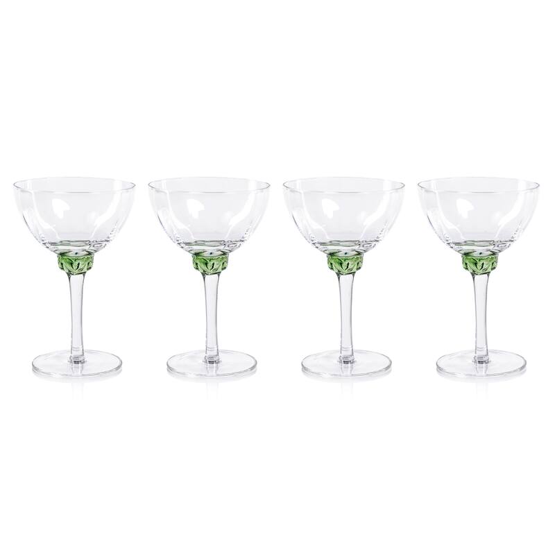 Cambrai Martini / Cocktail Optic Glasses, Set of 4 - Verdant Green