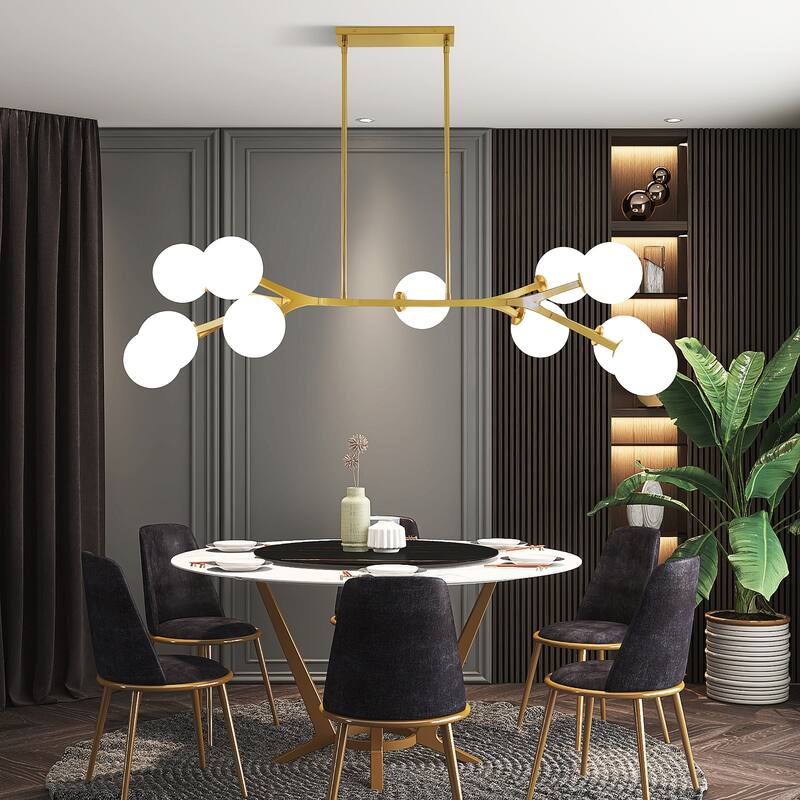 Dimmable Modern Chandelier for Dining Room with Frosted Glass Shade