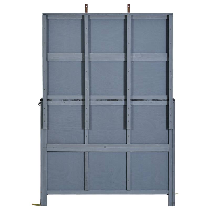 Roomfitters Outdoor Garden Potting Bench with Storage Hutch, Potting Table with Drawers and Cabinets, Shelves