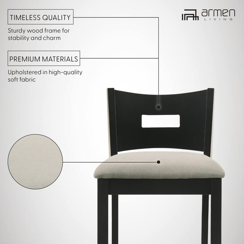 Ren Rubberword Bar Stool, Ivory Upholstered Counter Height Stool