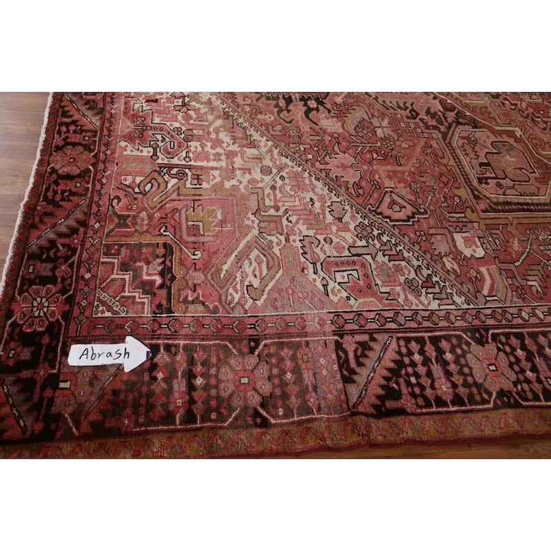 Vegetable Dye Traditional Heriz Persian Area Rug Handmade Wool Carpet - 10'2" x 13'0"