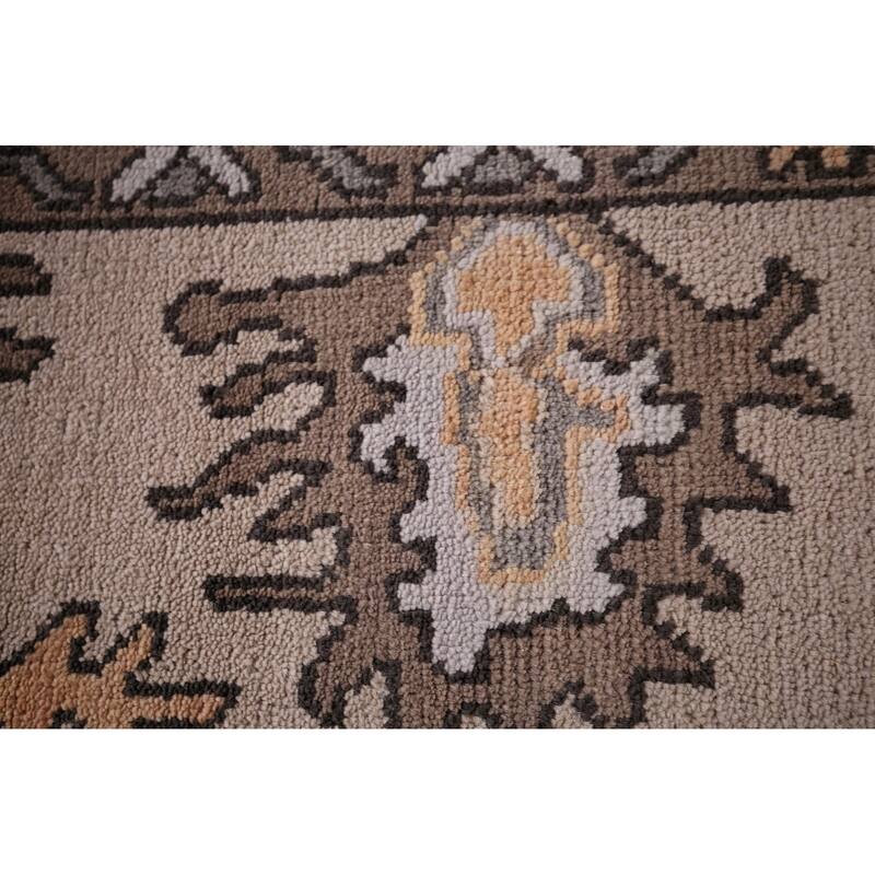 Gray Oushak Oriental Area Rug Handmade Floral Wool Carpet - 9'0" x 11'8"