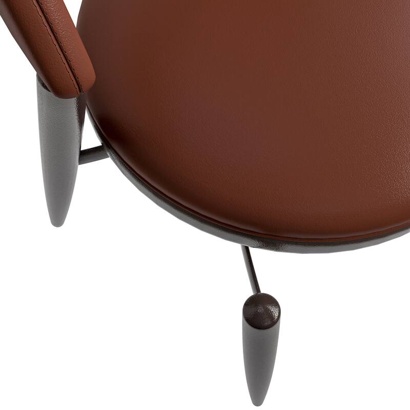 Venice Upholstered Leather Dining Chair Open Back Accent Side Chair with Iron Legs