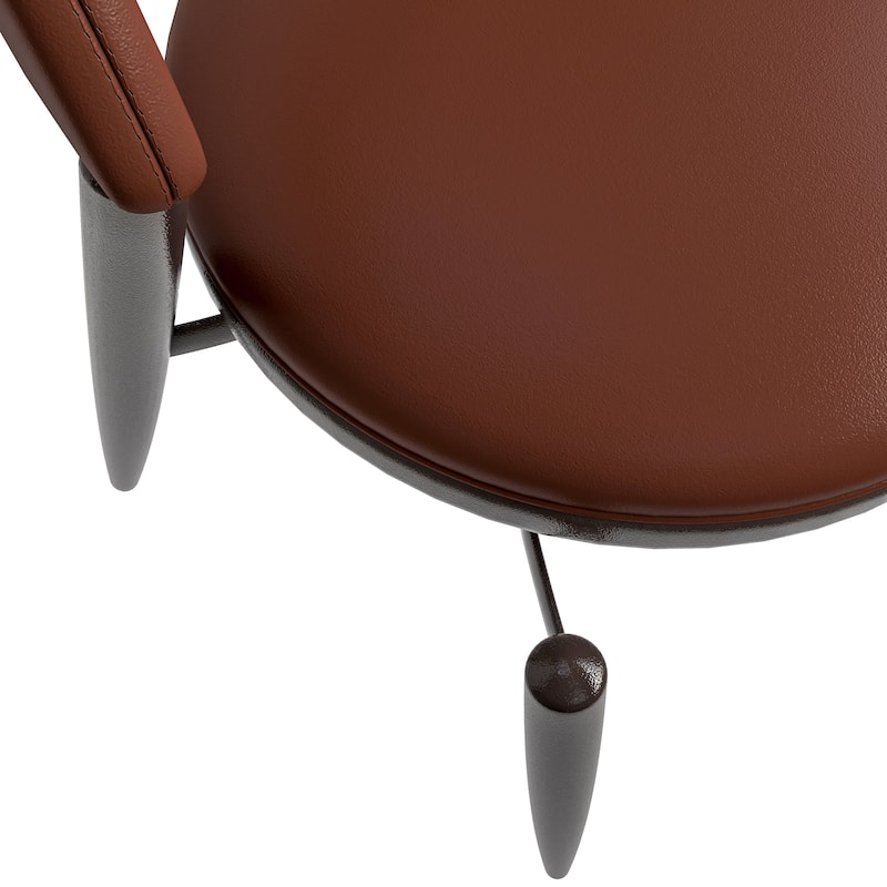 Venice Upholstered Leather Dining Chair (Set of 4) Open Back Accent Side Chair with Iron Legs