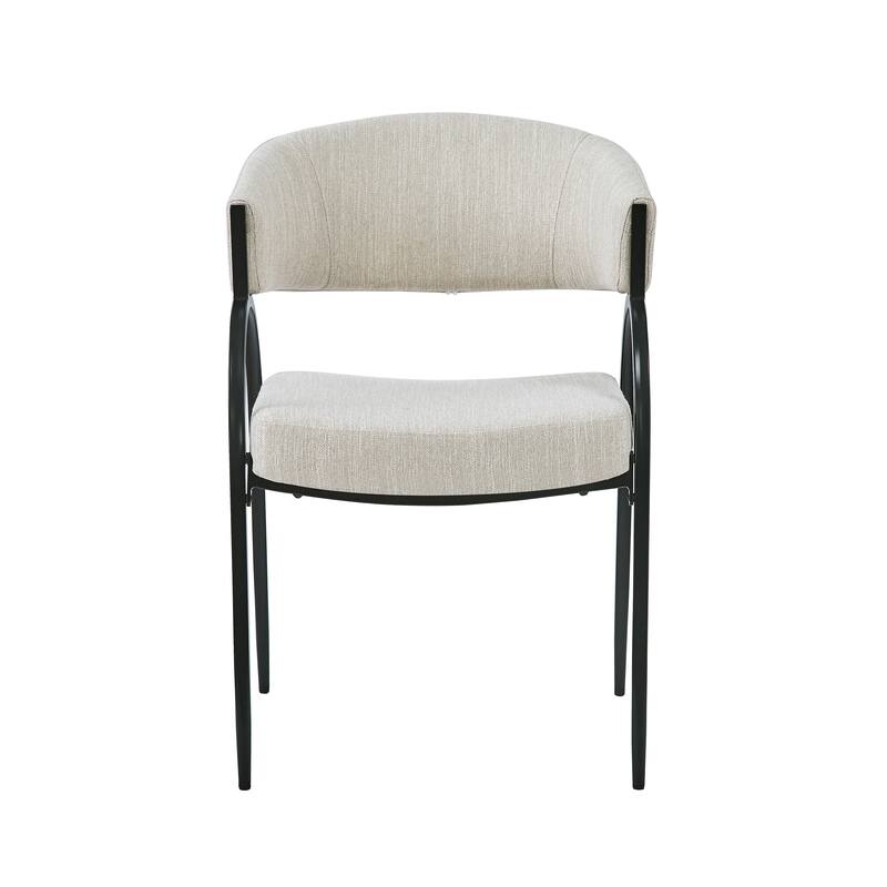 Modern Set of 2 Dining Chairs with Padded Backrest Seat, Metal Legs for Dining Room Living Room and Café