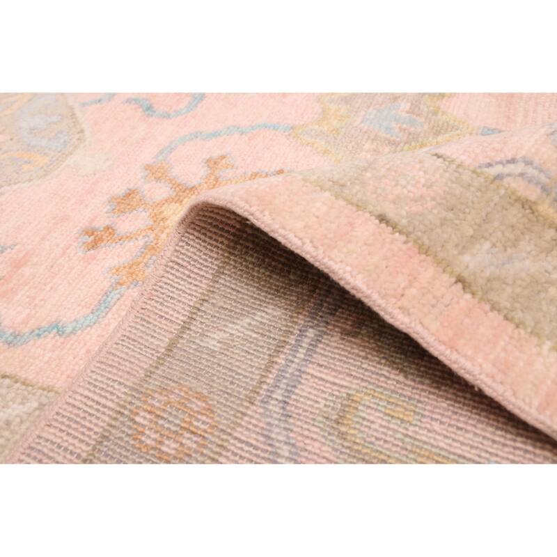 ECARPETGALLERY Hand-knotted Modern Oushak Pink Wool Rug - 9'2 x 11'11