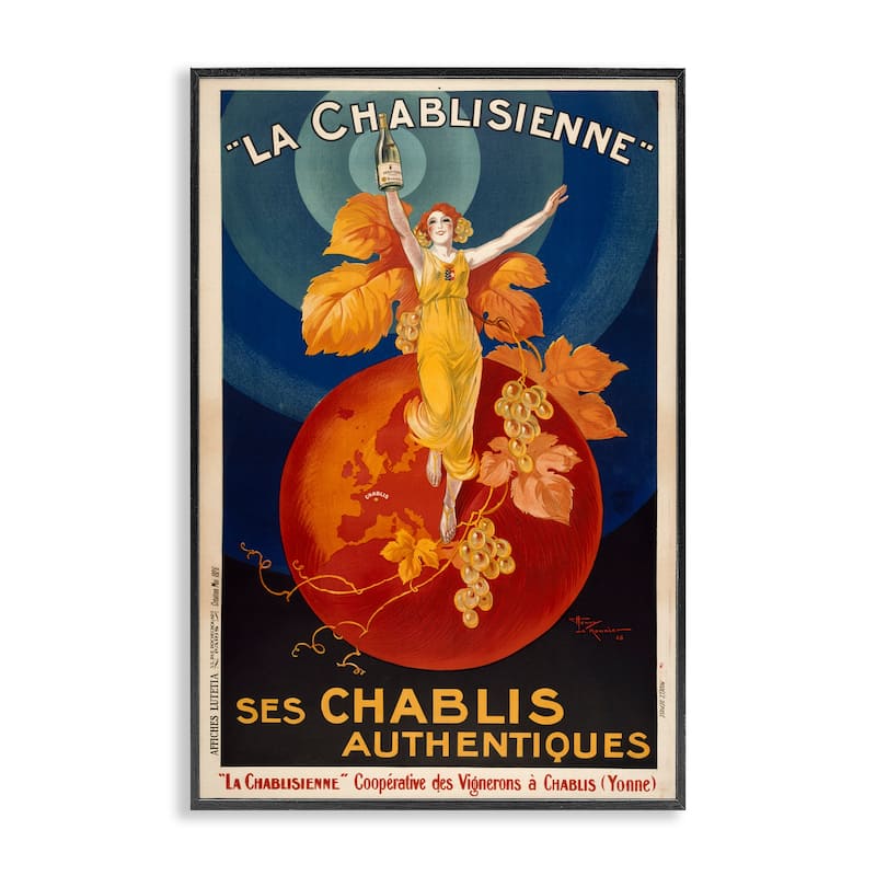 Stupell Vintage Champagne Advertisement Framed Giclee Art Design By Marcus Jules - 16 x 24 - Black