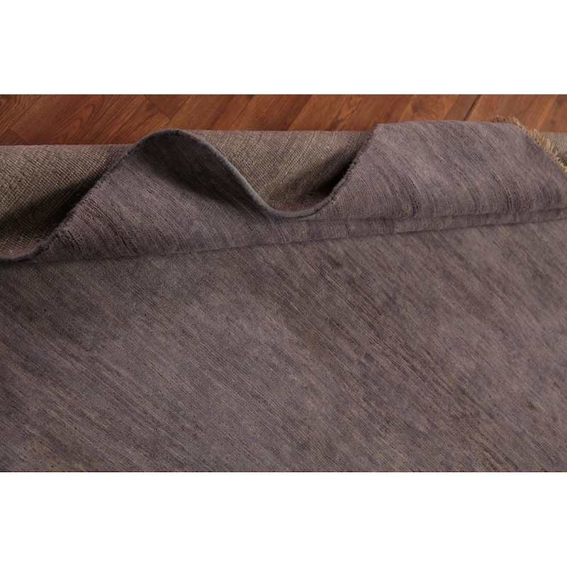 Modern Gabbeh Oriental Area Rug Hand-Knotted Grey Wool Carpet - 4'11" x 6'3"