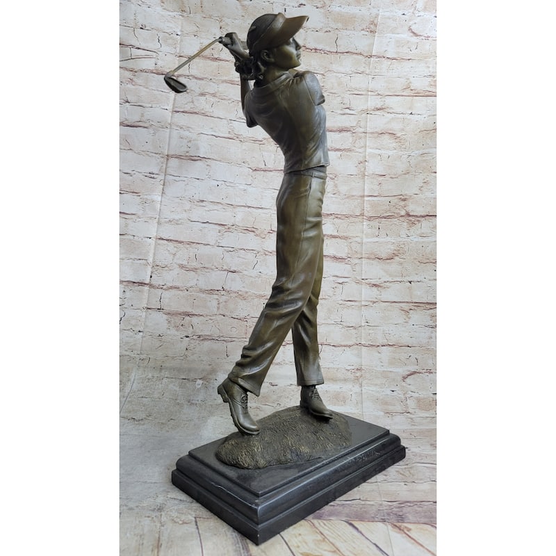 Extra Large Female Golfer Golf Sport Trophy Award Bronze Statue Sculpture Figure
