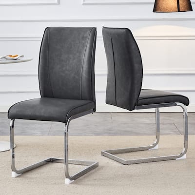 Set of 2 High Resilience Dining Chair with Arched Metal Silver Leg