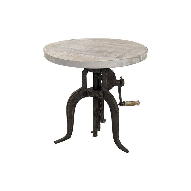 Adjustable Driftwood Top Table - 19" - White and Black