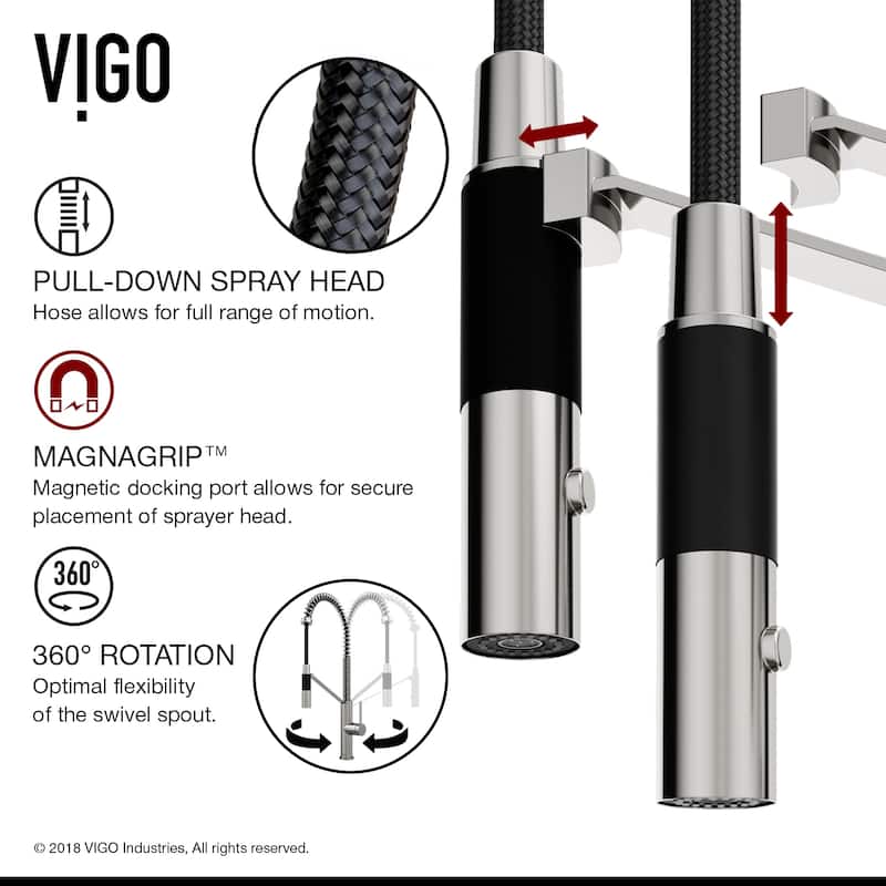 VIGO Livingston 24" H Single Handle Pull-Down Sprayer Kitchen Faucet