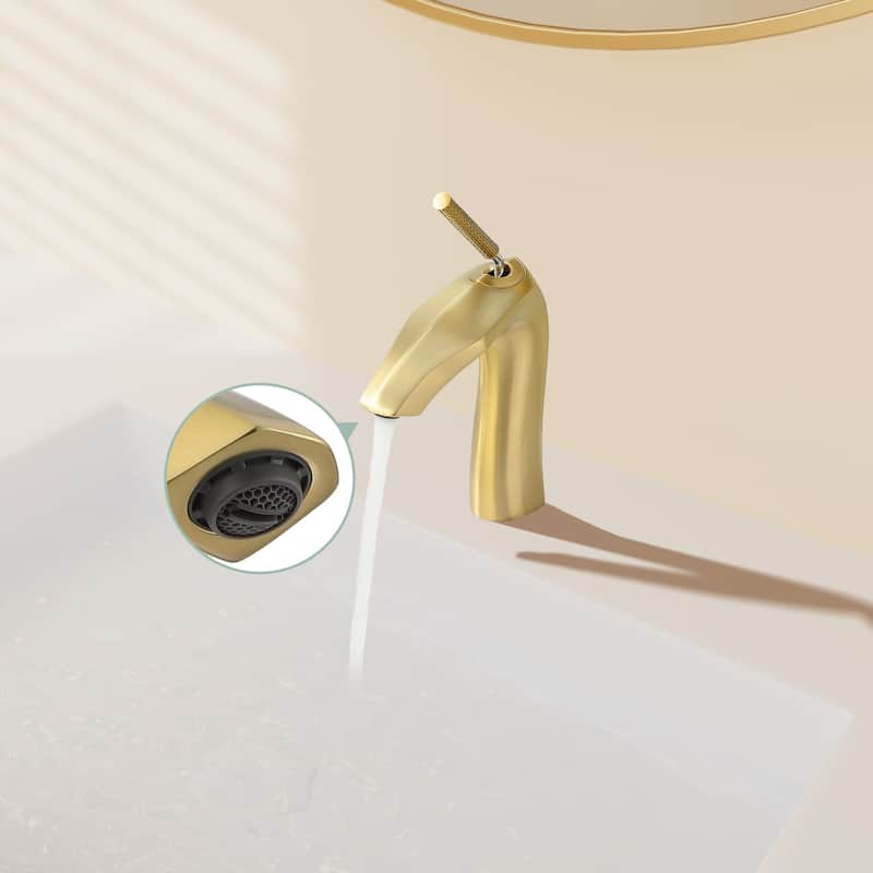 Single Handle Bathroom Vanity Sink Faucet with Ceramic Valve Cartridge and Aerator, Leak Proof, Anti Corrosion, Anti Fingerprint
