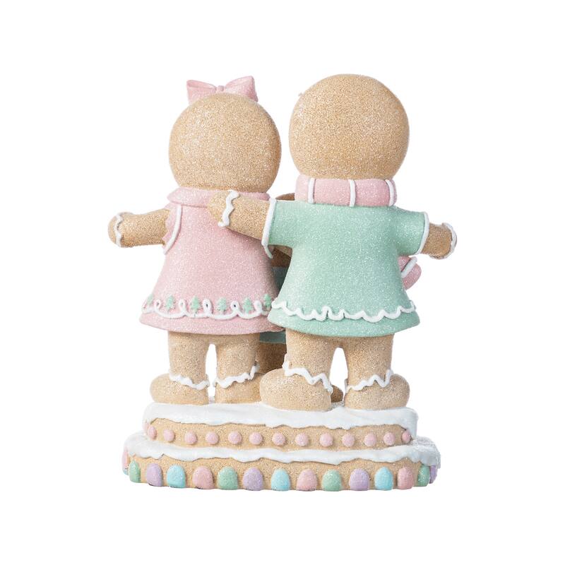 Glitzhome Resin Christmas Gingerbread Figurines Xmas Table Decor for Party Mantel Shelf Sitter