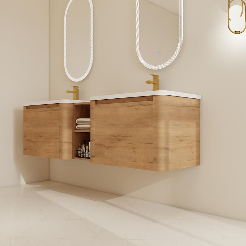 BNK 24''/28''/36''/40''/60''/68'' Bathroom Vanity With Sink, Floating Bathroom Vanity with Soft Close Doors and Shelf