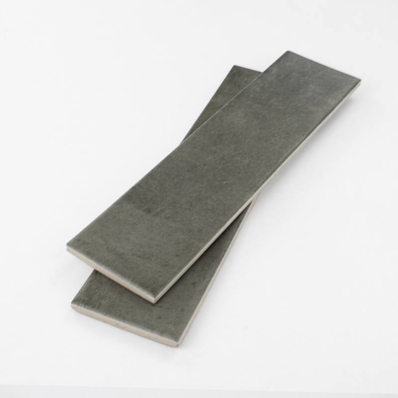 Arcadian 3 in. x 12 in. Glazed Ceramic Subway Wall Tile - Ash Matte - 5 in. x 7 in. tile sample