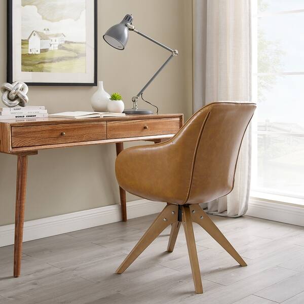 Art Leon Mid Century Modern Brown Leathaire Back Side And Gray Fabric Upholstered Swivel Accent Chair With Wood Legs Armchair For Home Office Study Living Room Vanity Bedroom Living Room Furniture Chairs Shop for mid century modern chairs at crate and barrel. lachshaus riga