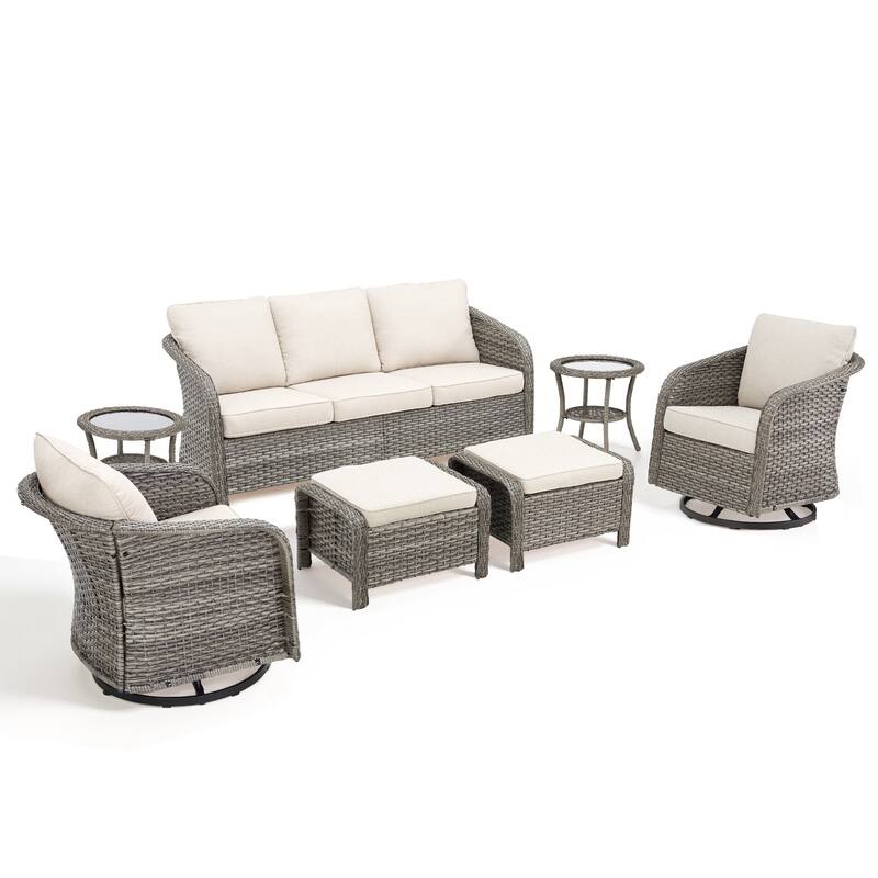 Pocassy Outdoor Patio Wicker Sofa Chair Furniture Set