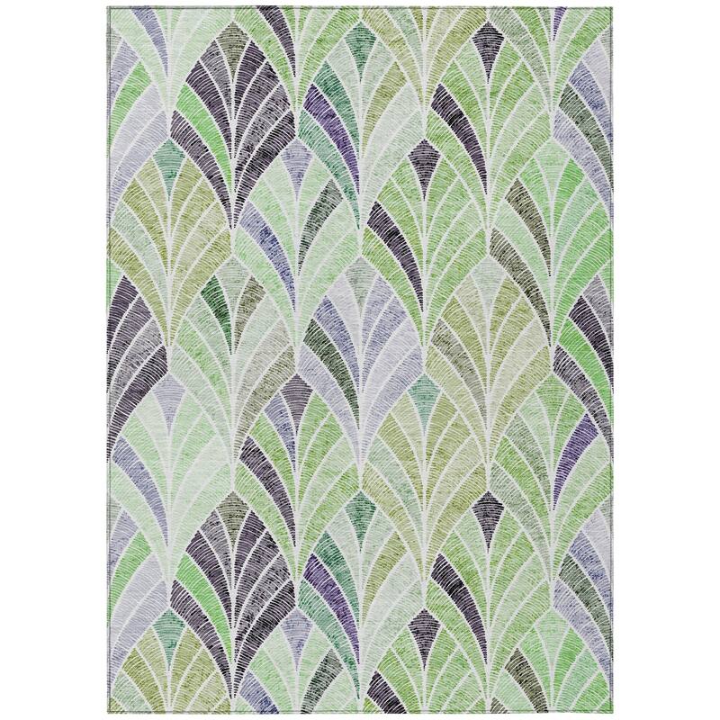 Machine Washable Indoor/ Outdoor Chantille Modern Mosaic Rug