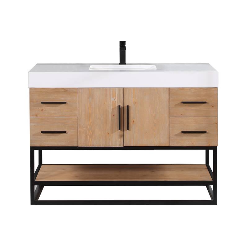 Altair Bianco Bath Vanity with White Composite Stone Top,no Mirror