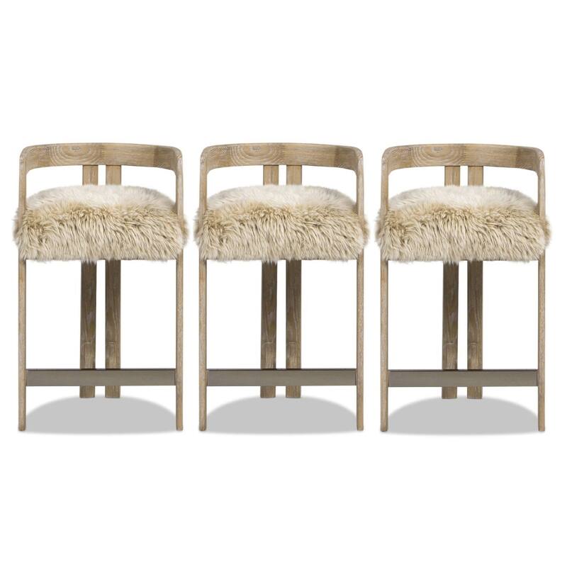 Millwick 26.5" Low Back Ash Wood Counter Height Bar Stool - 21"W X 20"D X 27"H