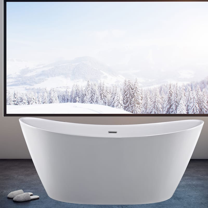 Acrylic 59" X 30" Freestanding Bathtub Deep Soaking Tubs