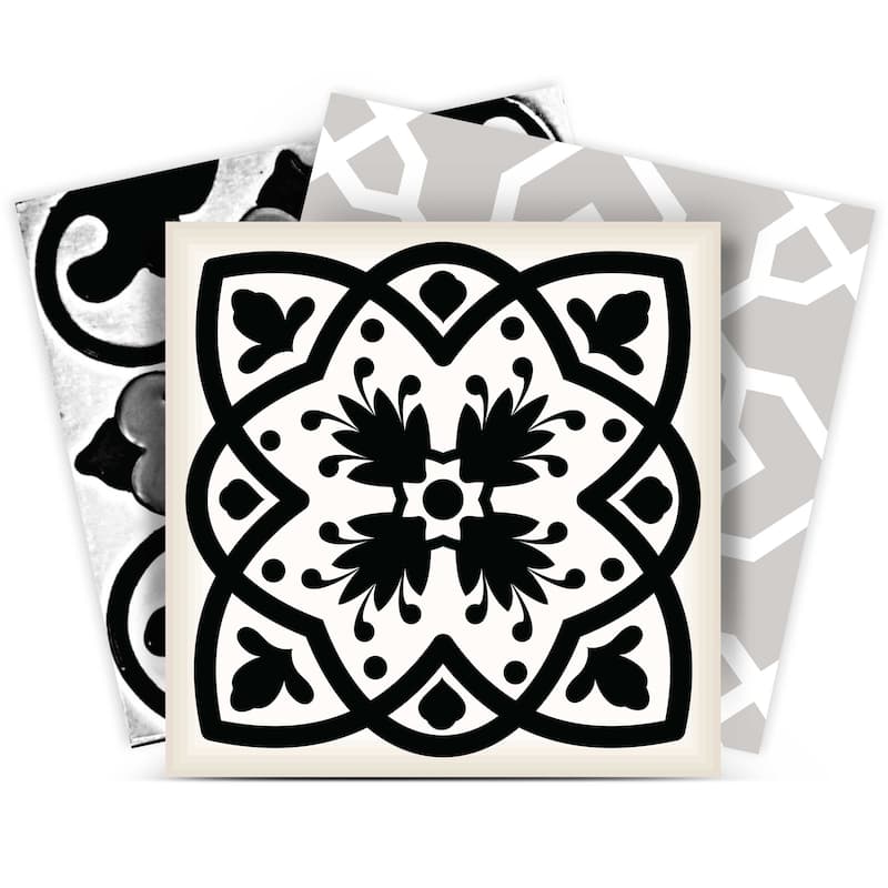 12" X 12" Black White and Gray Bella Peel and Stick Tiles