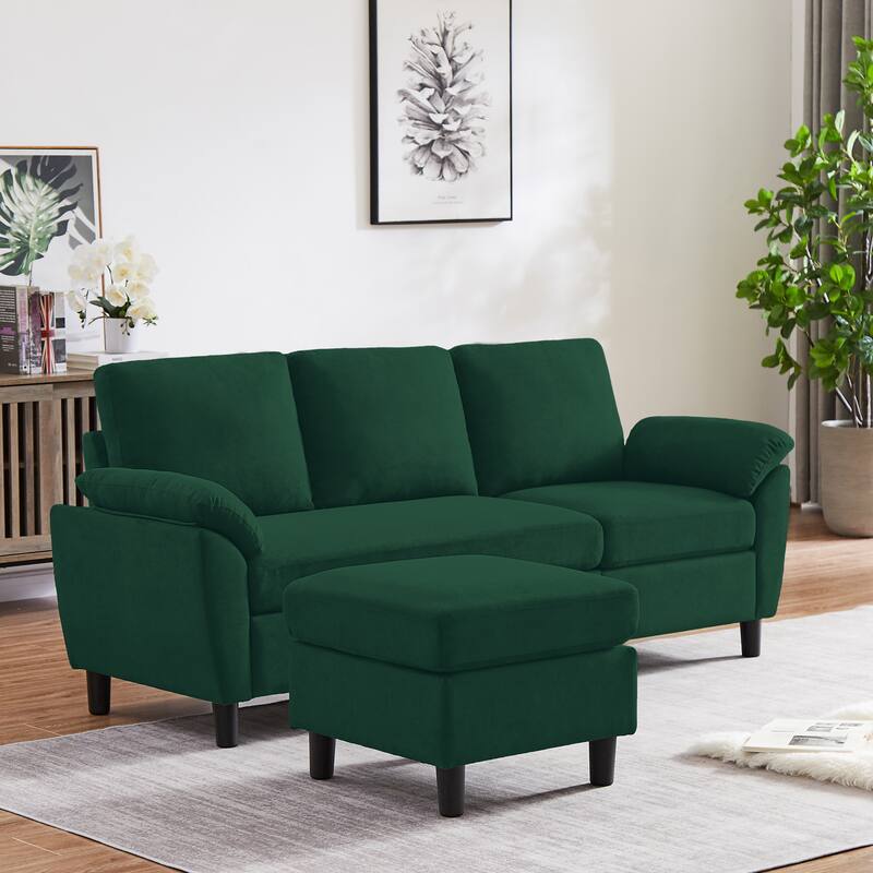 Modern Sectional Sofa Couch L Shaped with Removable Armrest, Convertible Couch with Reversible Ottoman for Living Room