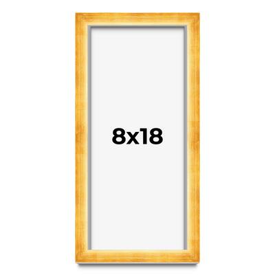 8x18 Shadow Box Frame Gold | 1.625 Inches Deep Real Wood Traditional
