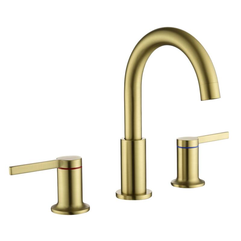 8 Inch Widespread Bathrom Faucet 3 Hoes Modern Bathroom Sink Faucet Double Handle Vanity Basin Faucets Mixer Taps With Valve - Brushed Gold