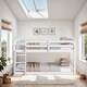 preview thumbnail 2 of 8, Artsy Solid Wooden Twin over Twin Loft Bed with Ladder, Upper and Bottom Bed Platforms crafted with Strengthened Slats, White