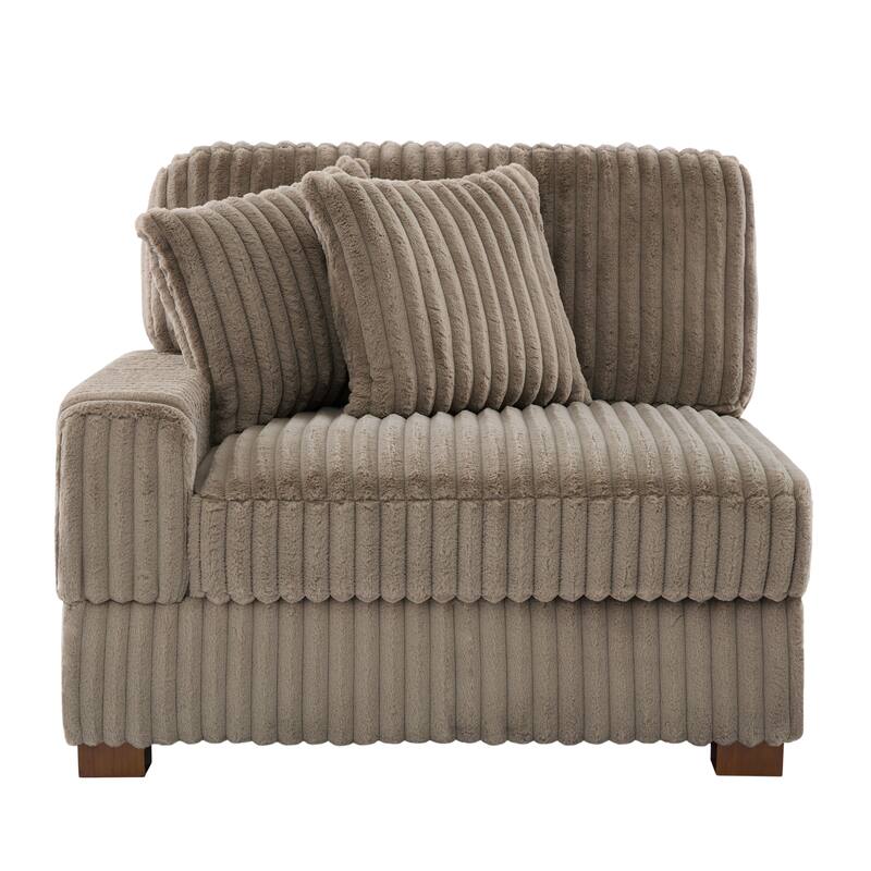 Plush Corduroy Chaise Armchair Modular Lounge Sectional Corner Sofa