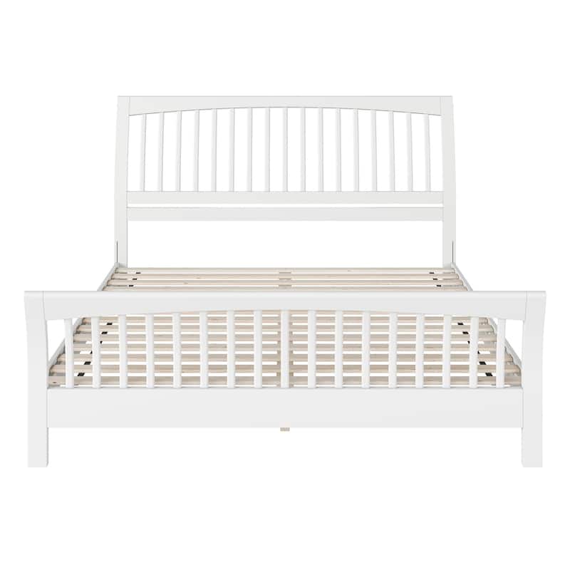 Orleans King Solid Wood Low Profile Platform Bed with Matching Footboard in White