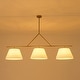 preview thumbnail 10 of 9, 61 in. 3-Light Transitional Brushed Gold Linear Chandelier with White Fabric Shades - 61.0 in. W x 15.7 in. D x 25.2 in. H