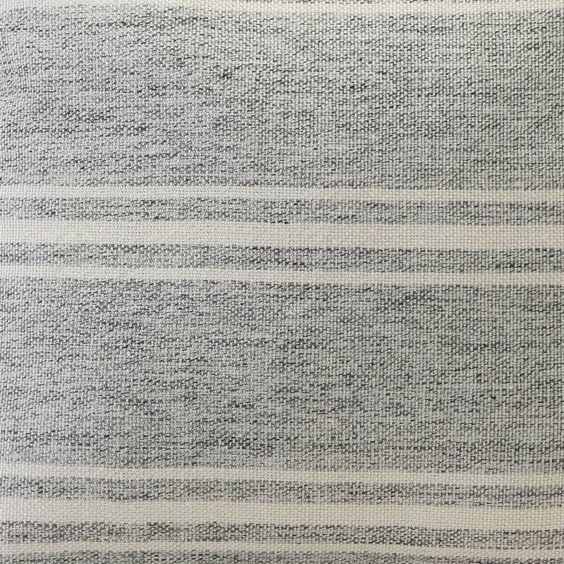 24" Gray and White Farmhouse Triple Stripe Square Outdoor Throw Pillow