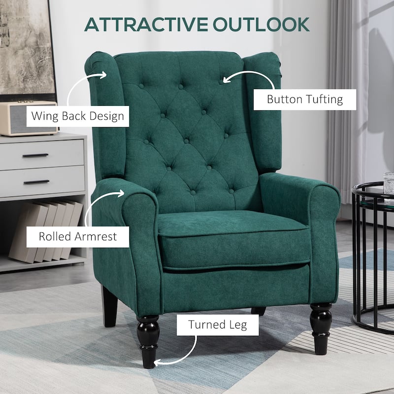 HOMCOM Copper Grove Guanta Tufted Wood Leg Accent Chair